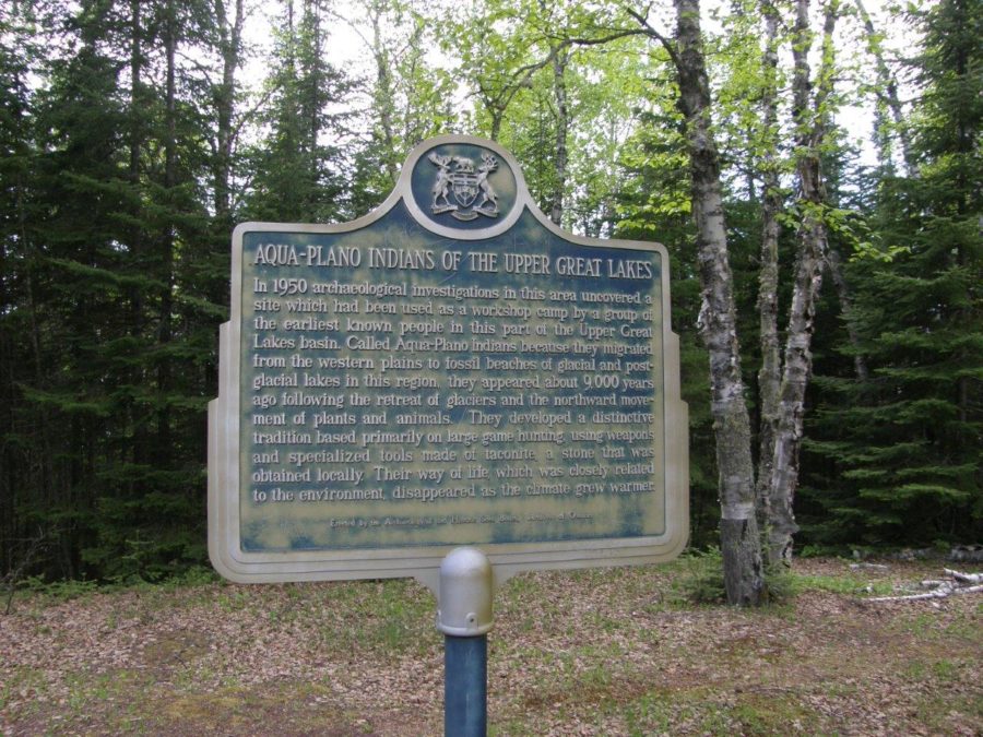 A plaque marking the history of the area.