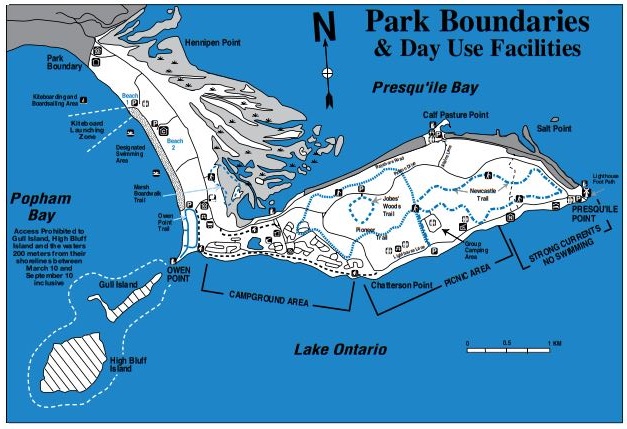 Map of the park showing where the two islands are located.