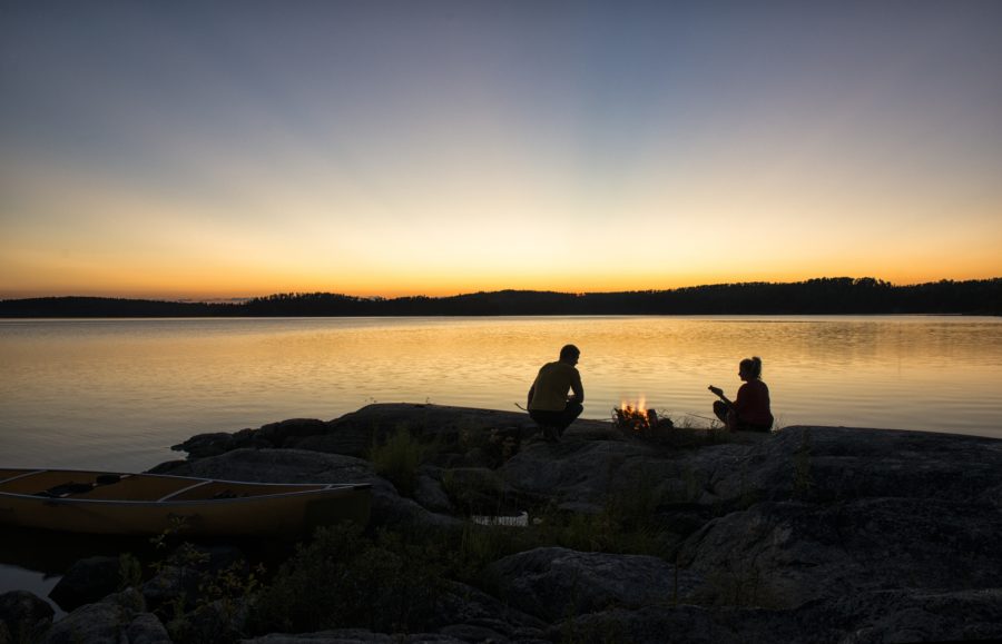 Two visitors enjoying the sunset.