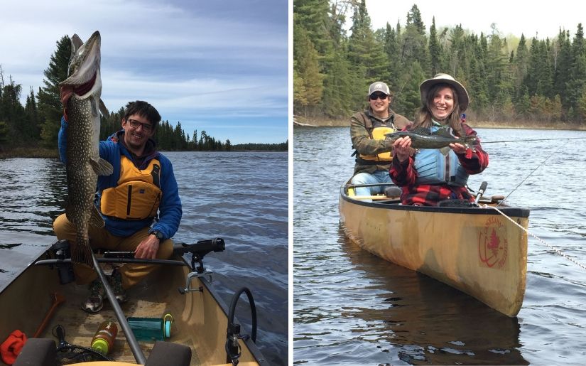 Photos of visitors fishing.