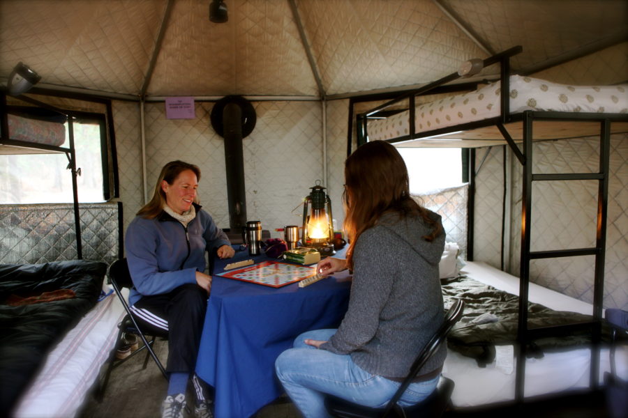 Interior of yurt at Silent Lake.