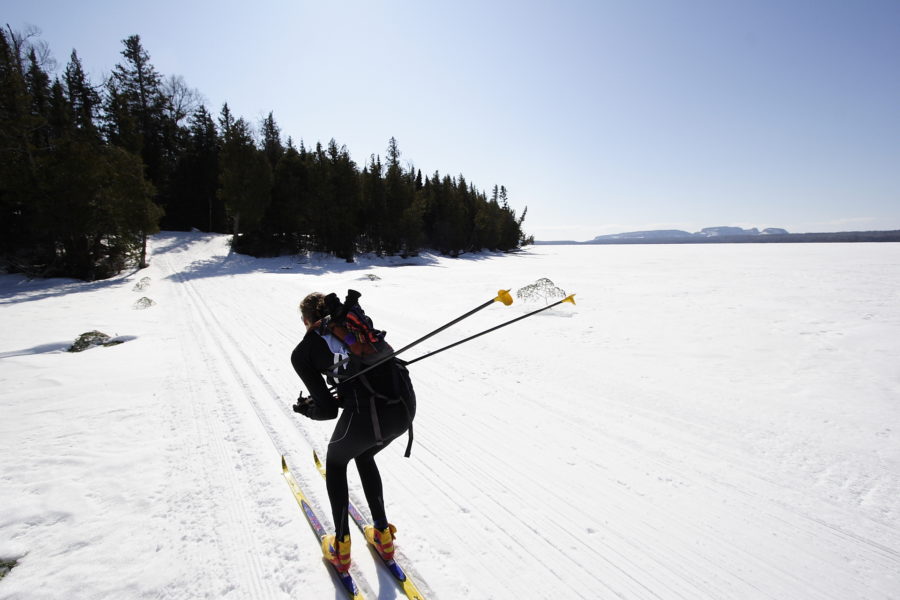 Person Skiing at Sleeping Giant