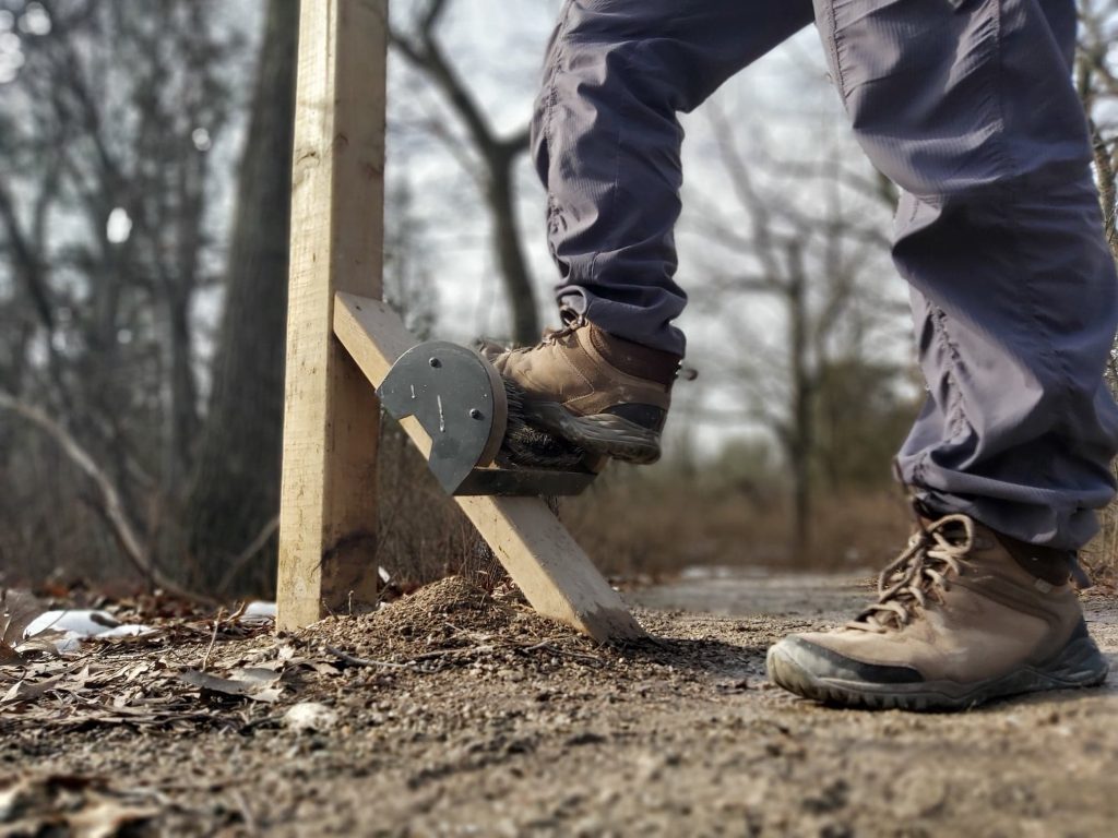 boot brush station being used