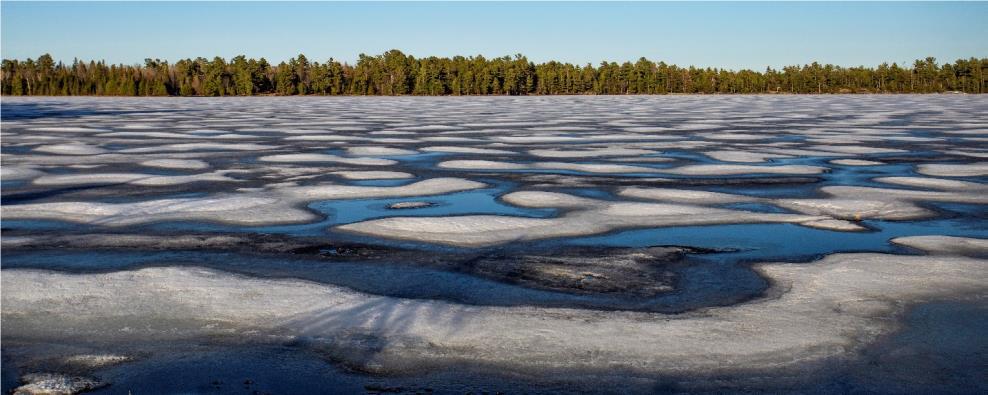 ice melting on lake