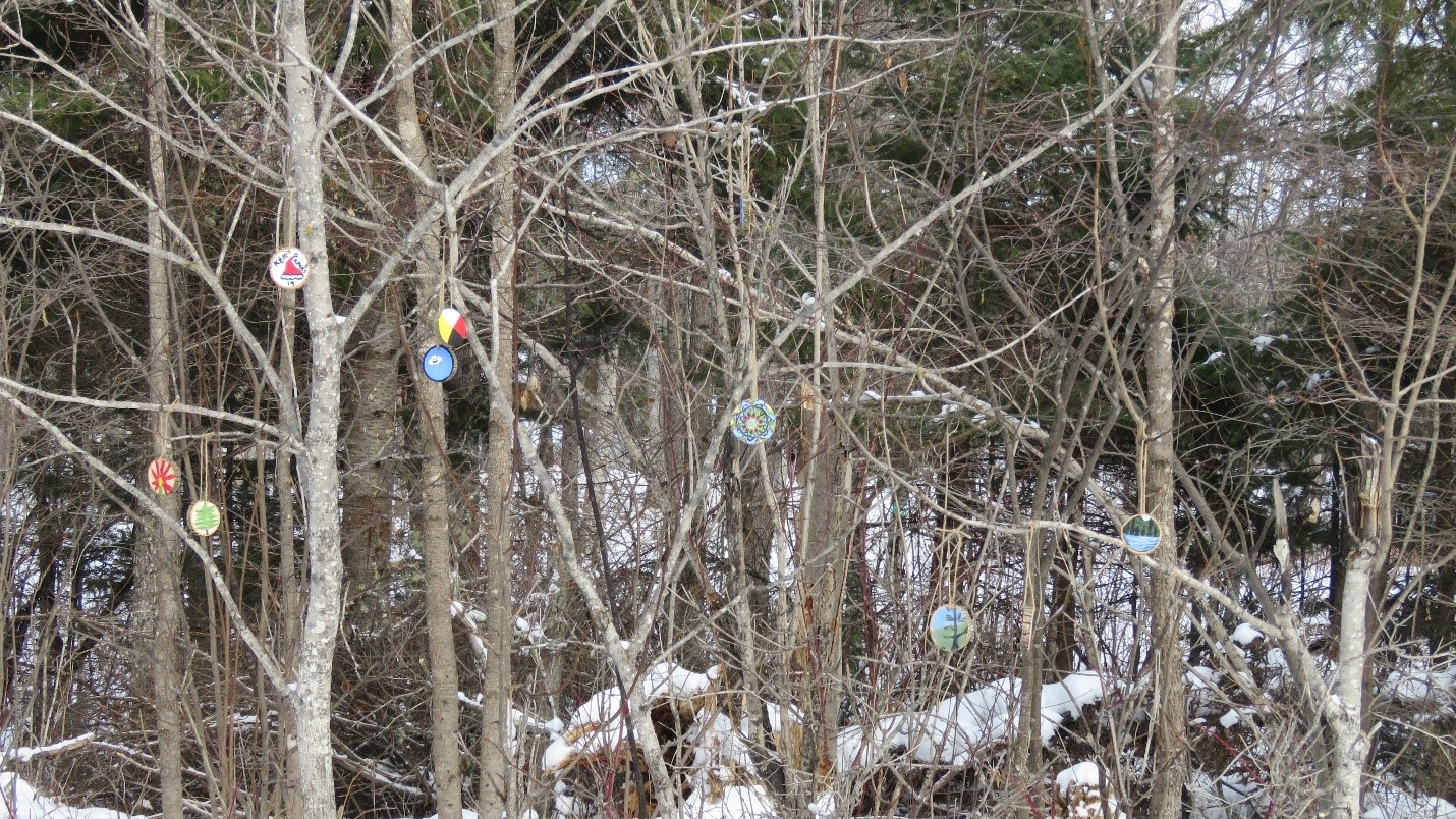 tree cookies hanging from branches