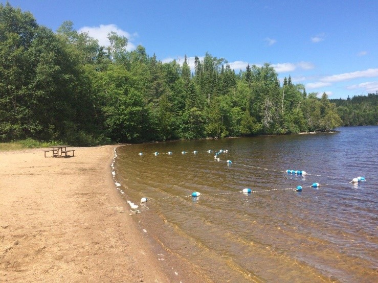 sunny beach with buoys