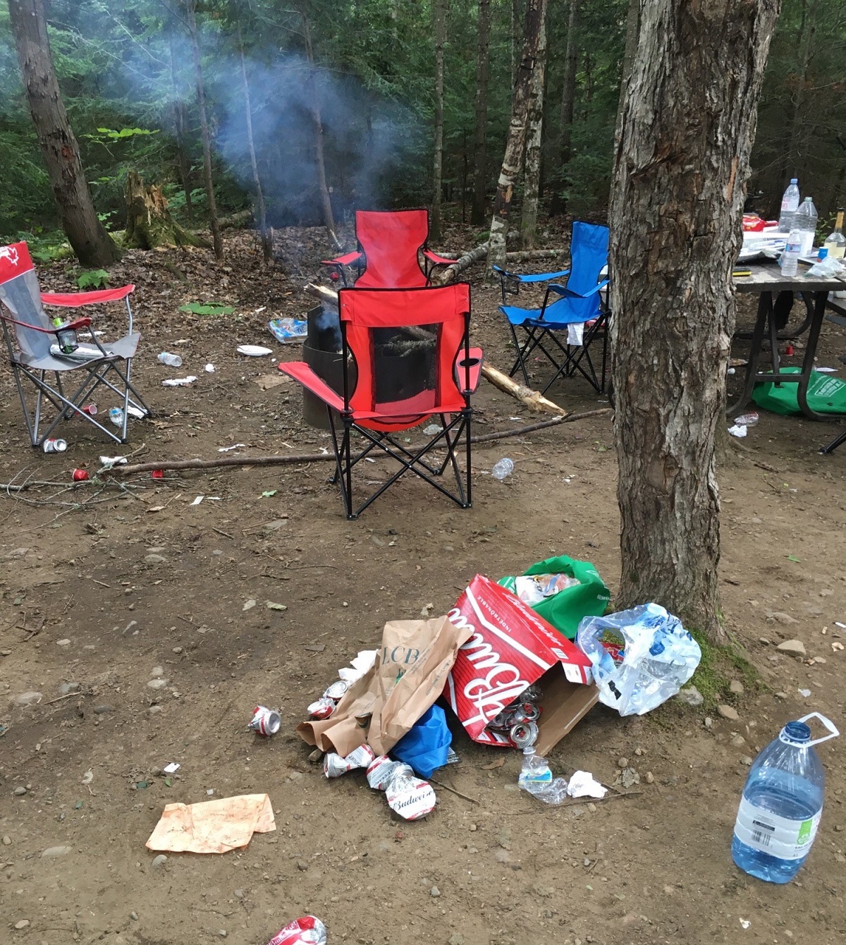 messy campsite