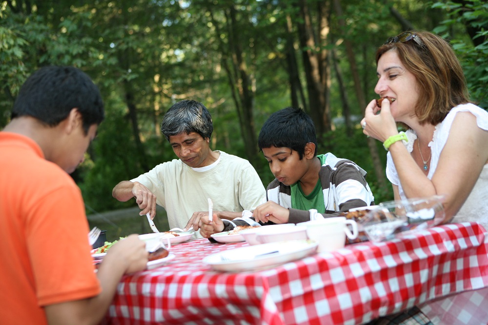 family eating food