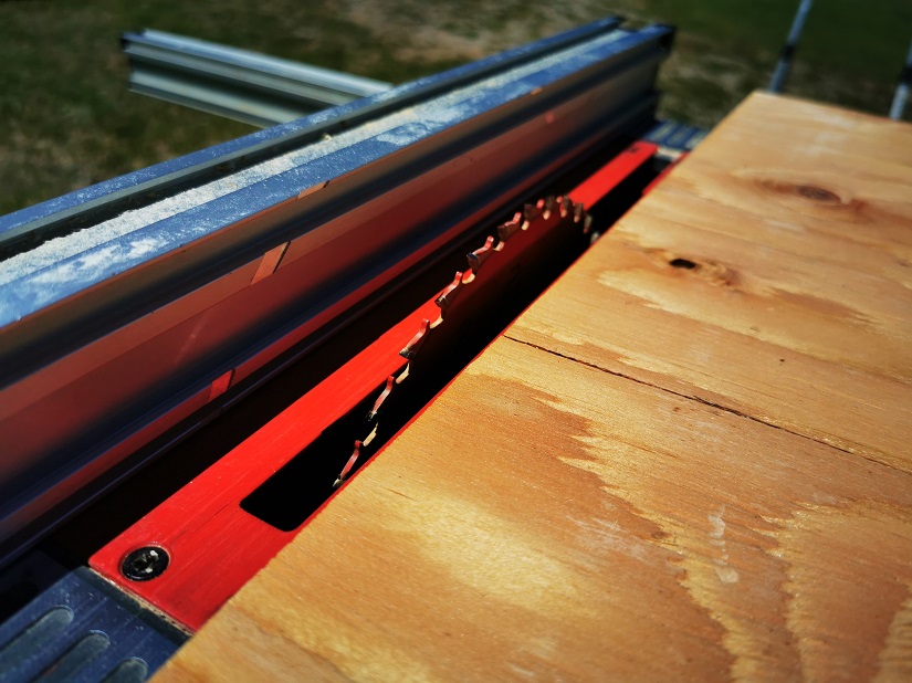 Table saw ready to cut wood