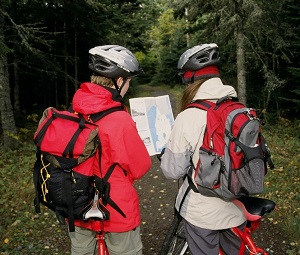 people looking at map