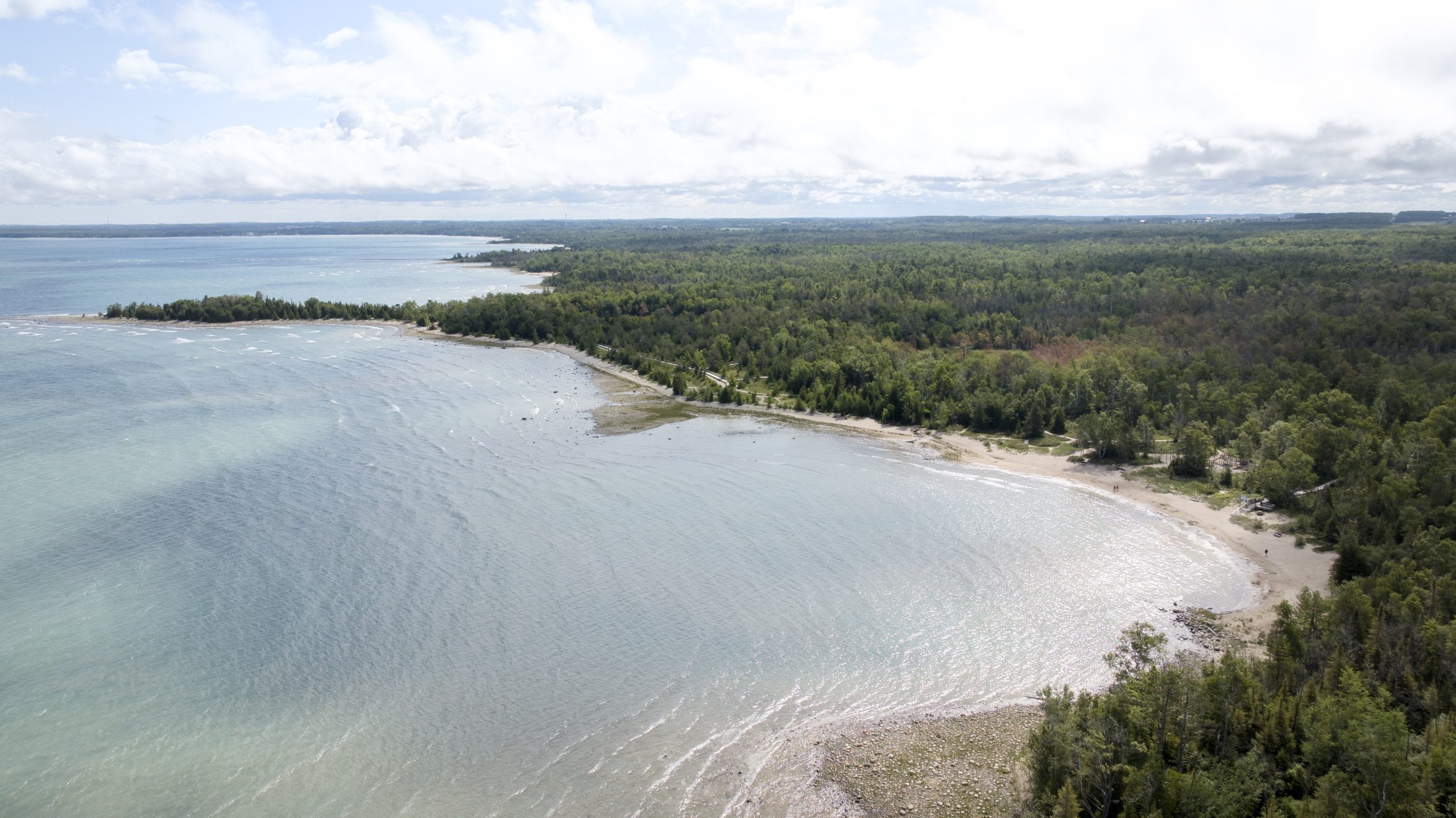 Aerial view of MacGregor Point Provincial Park's shoreline