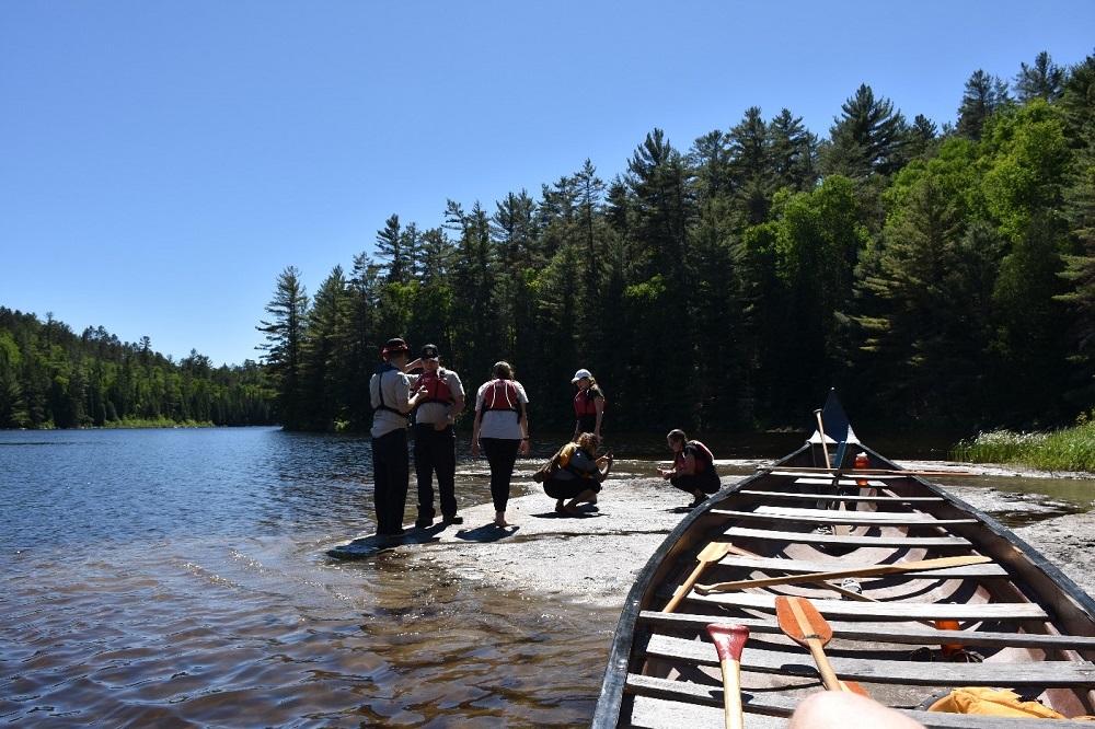 staff near canoe