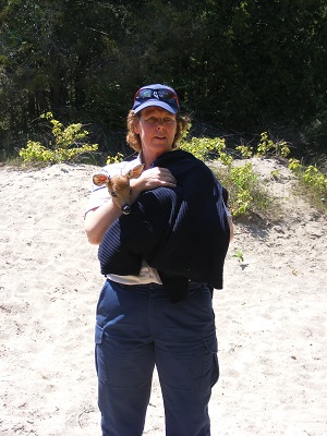 staff holding deer