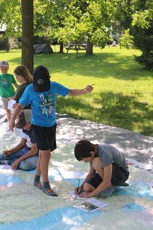 Students working on map.