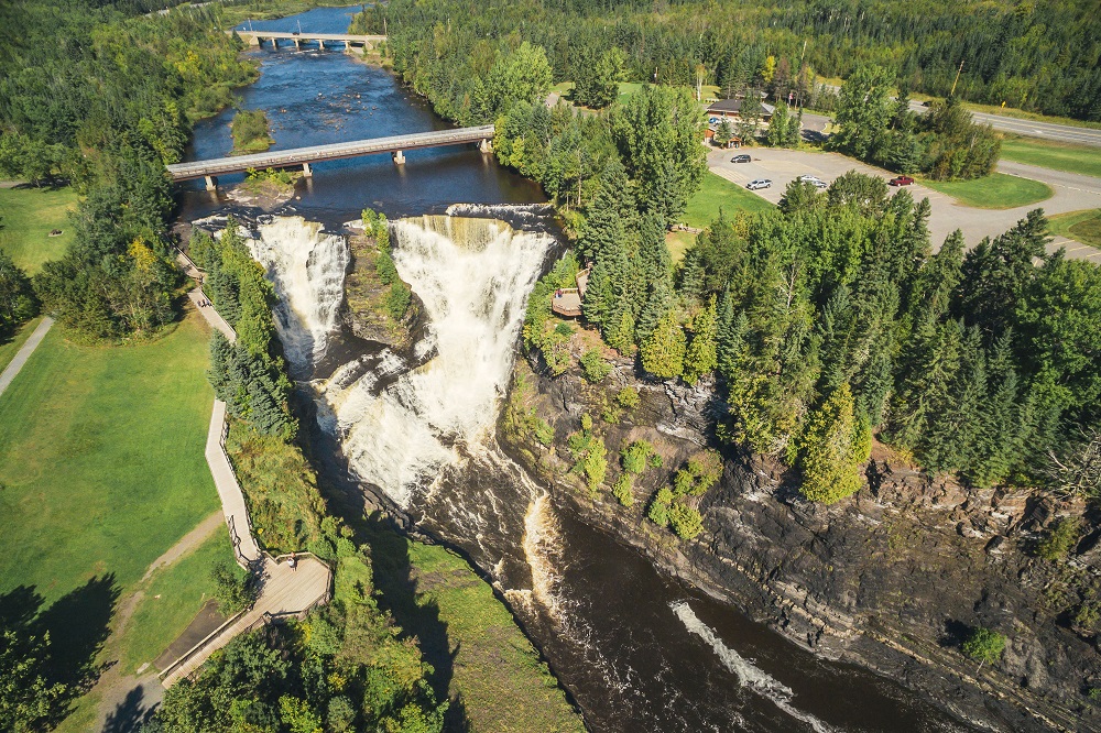 aerial view of falls