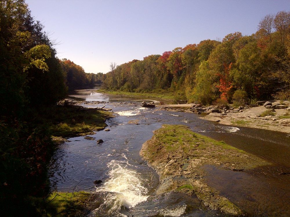 view of rushing water over falls