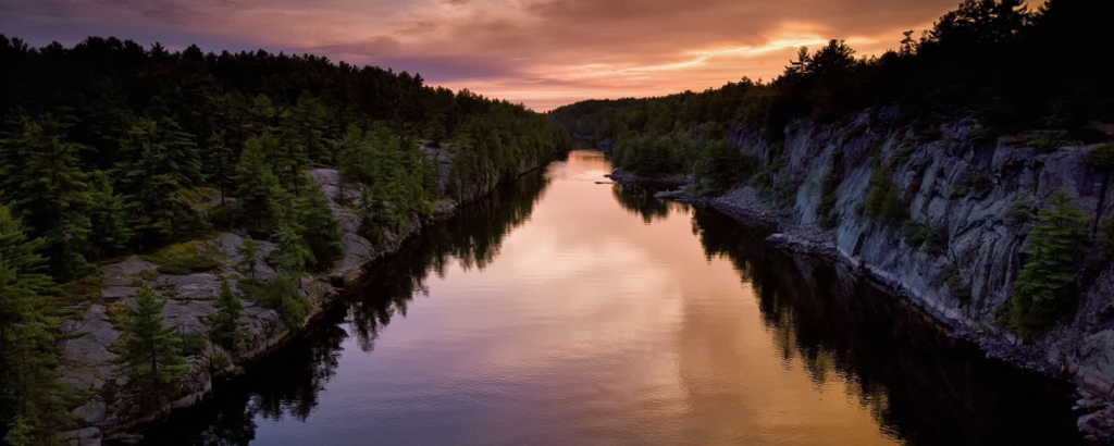 The French River at sunset