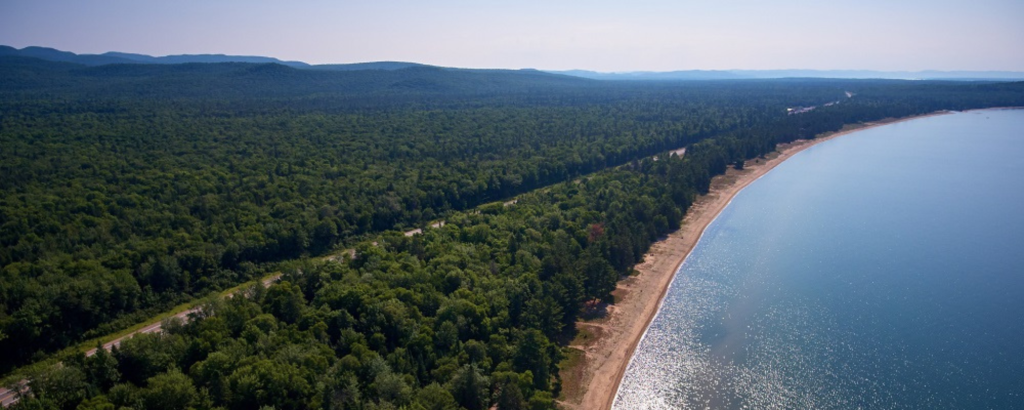 Aerial view of the south end of Pancake Bay