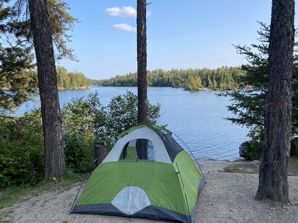 tent on waterfront site