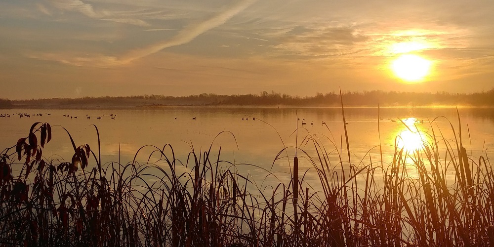 sunset over lake