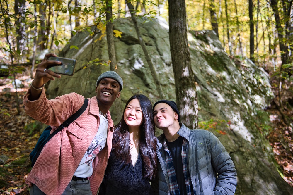 group taking selfie