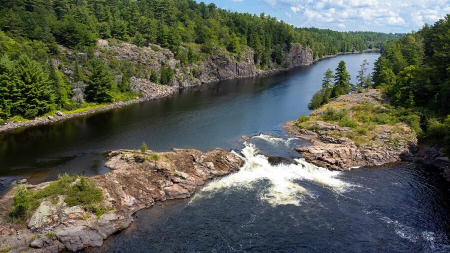 river and rapids surrounded by forest