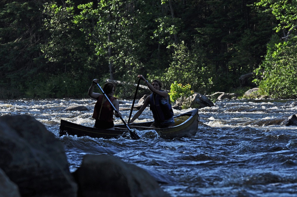 people paddling in rapids