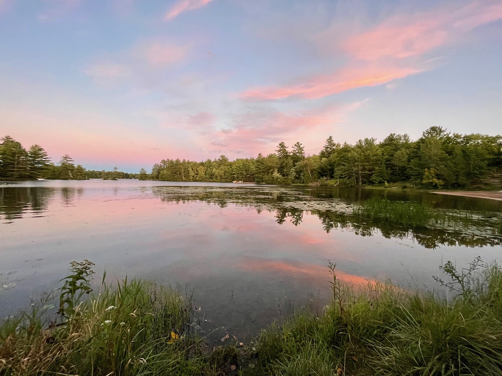 view of sunset over lake