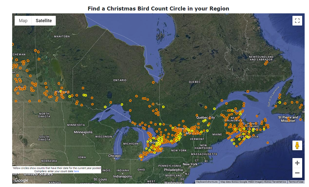 map of bird count circles