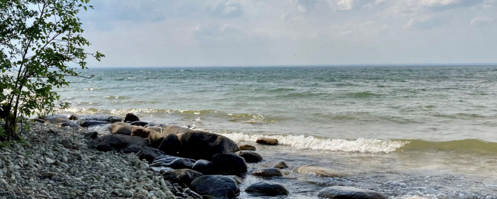 Waves on a rocky shoreline
