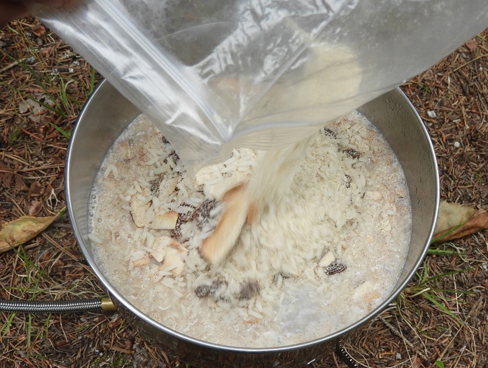 ingredients going into pot