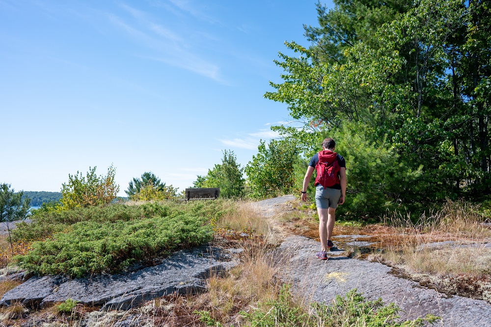 person hiking on trail