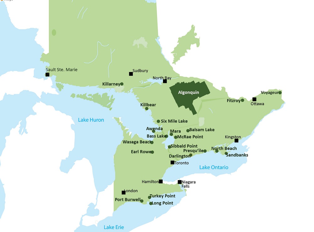 map of southern ontario with provincial parks