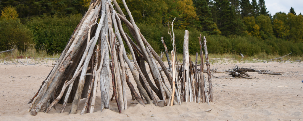 Stick fort on beach