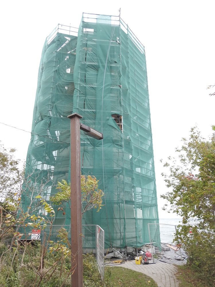 scaffolding over lighthouse