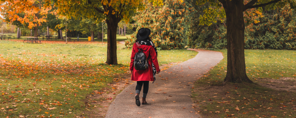 A hiker in fall.