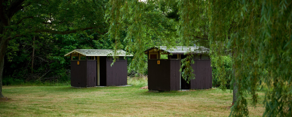 two outhouse buildings