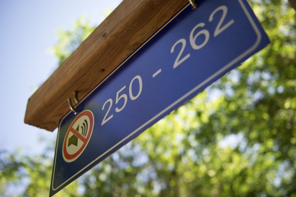 sign indicating a radio-free campground loop