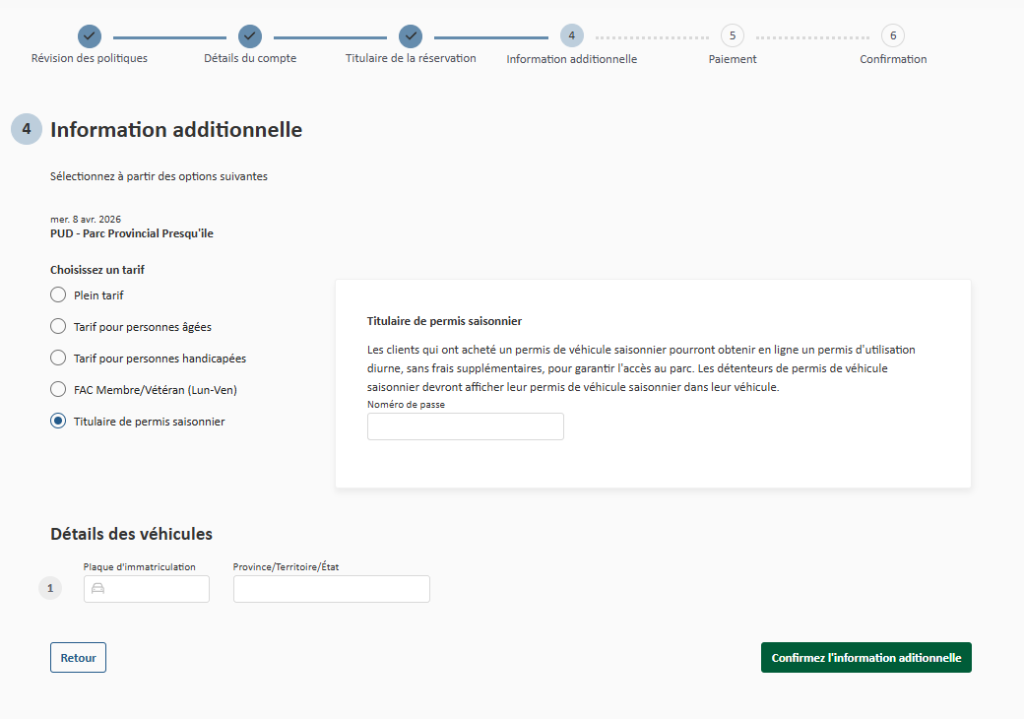 Page d’information supplémentaire du processus de paiement