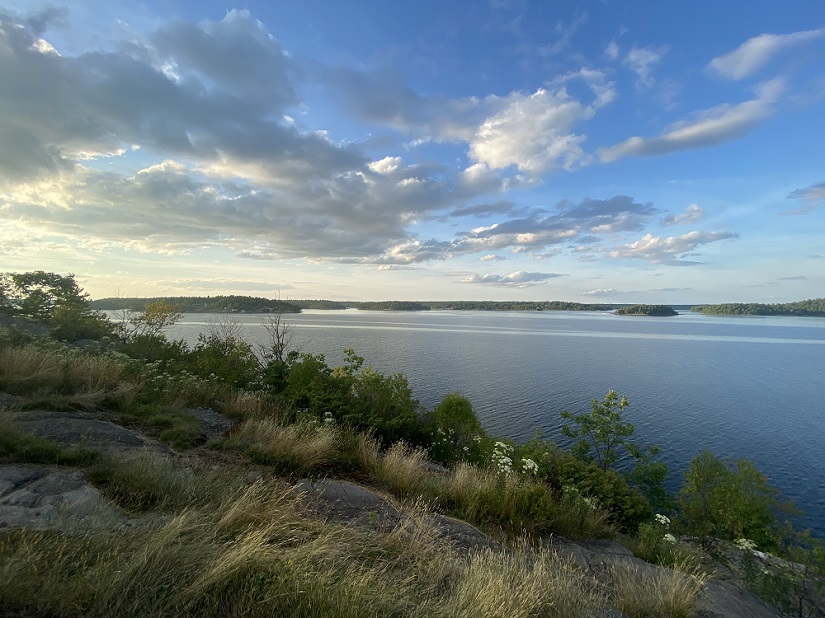 View of the lake from a rocky lookout