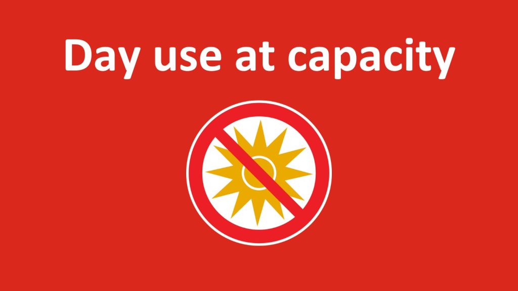 "Day use at capacity" graphic