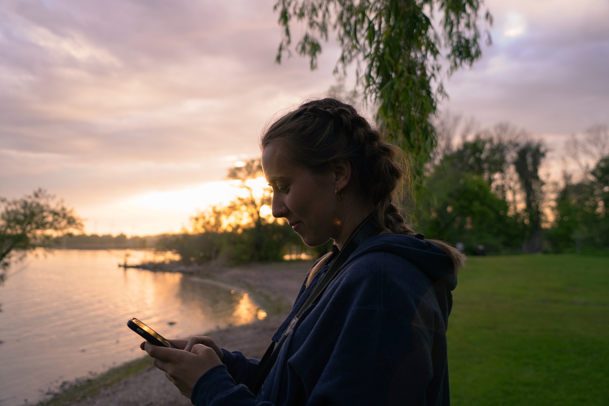 person looking at phone