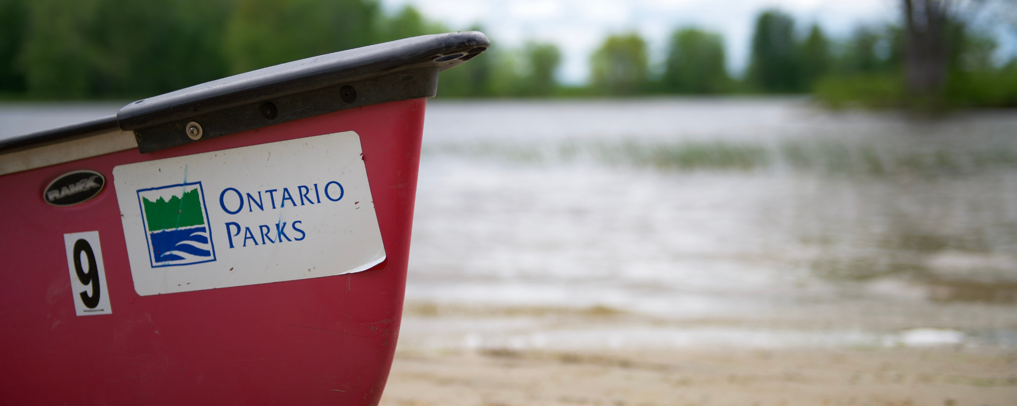 A rental canoe takes the ground at Fitzroy Provincial Park.