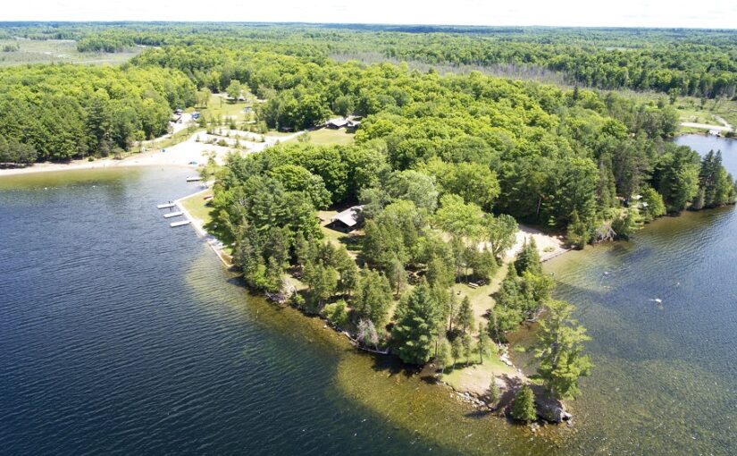 Aerial/drone image over lake