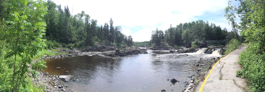 view of the Englehart River surrounded by forest