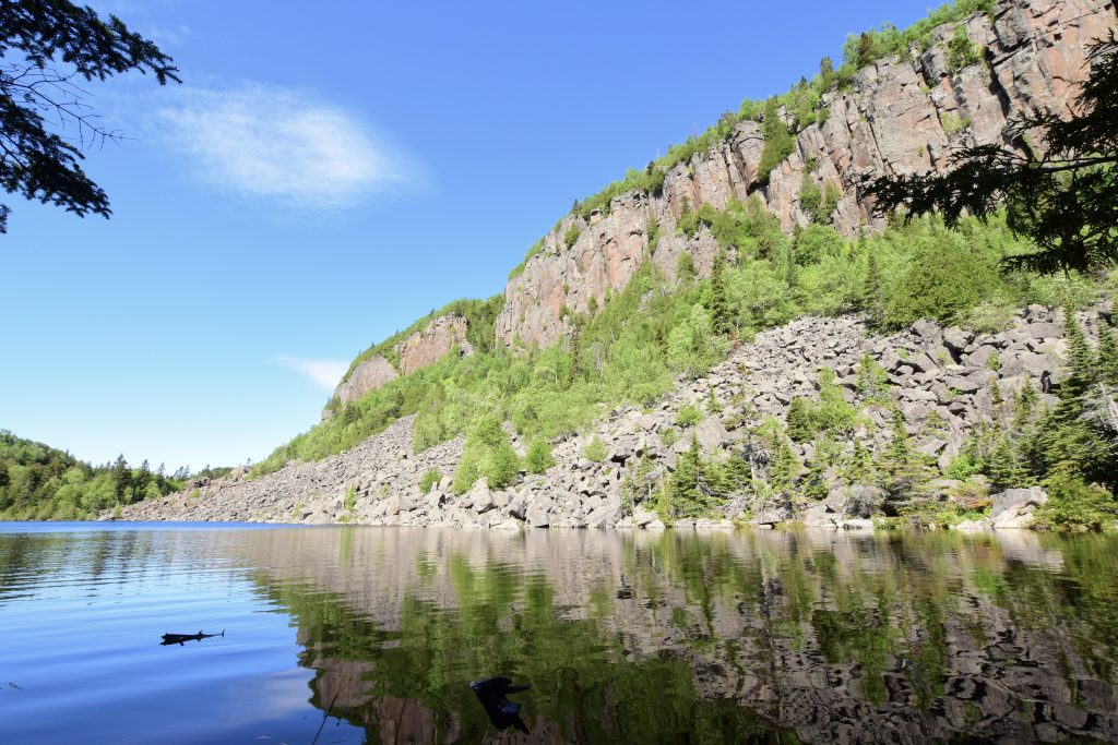 rough and rocky cliffs along lake