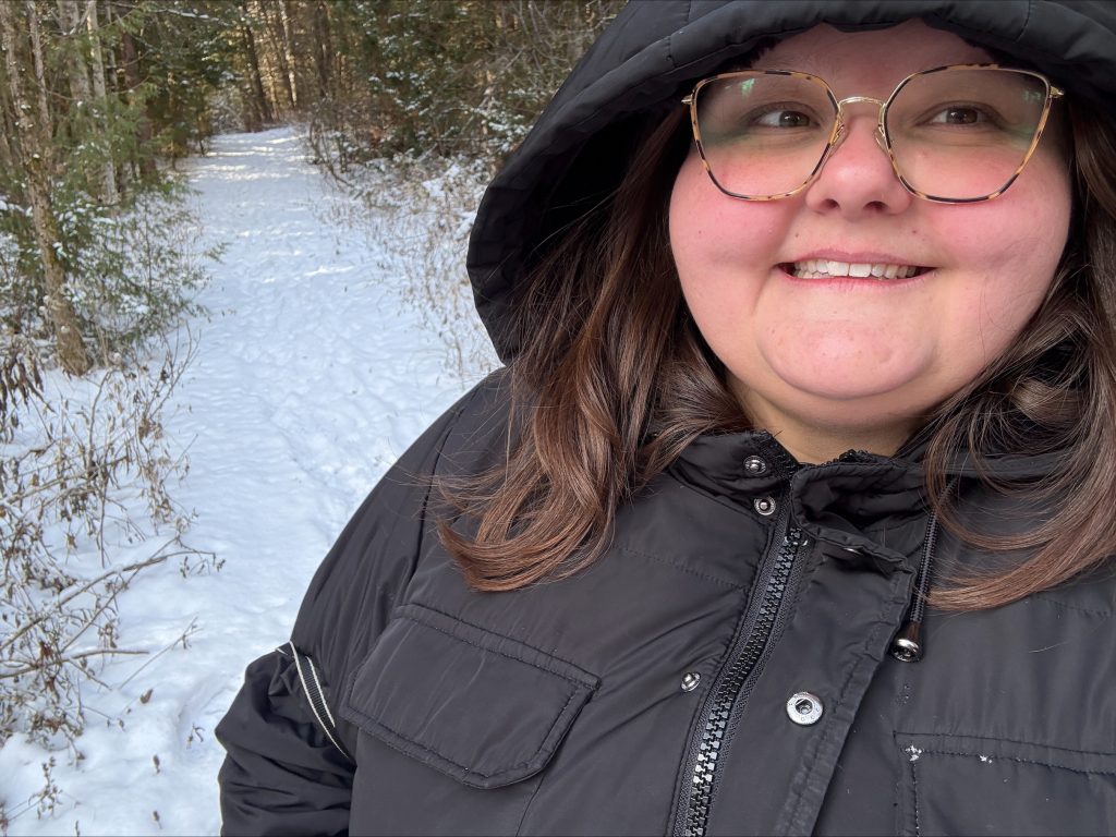 Janelle taking selfie on snowy path