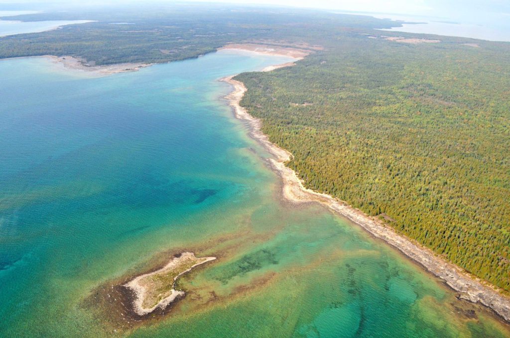 aerial view of bay