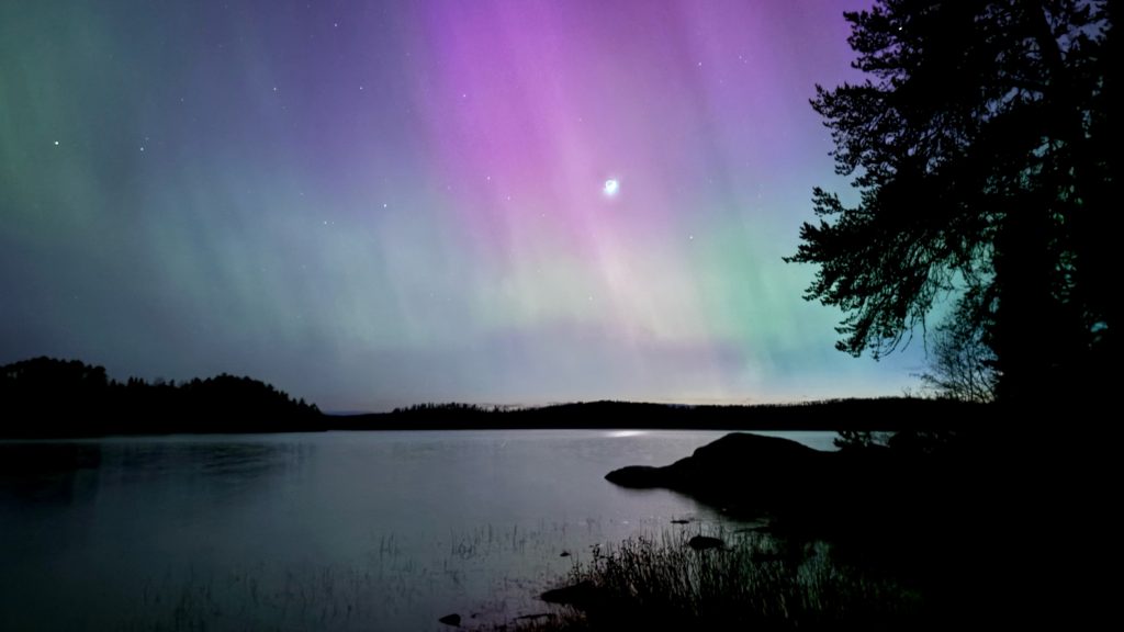 Northern Lights over lake