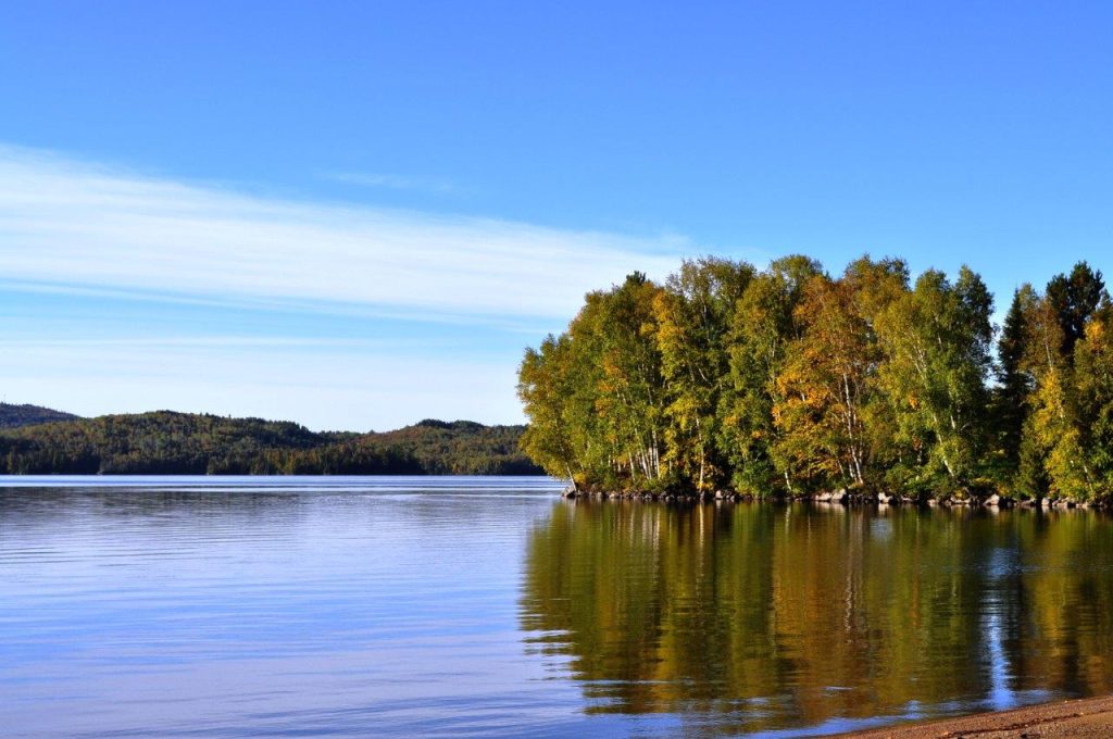 fall colours by lake